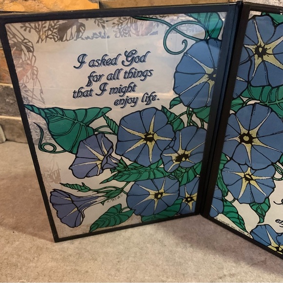 Vtg Yorkcraft Seriglass 2 Panels - I Asked God For All Things Stained Glass - Picture 2 of 7